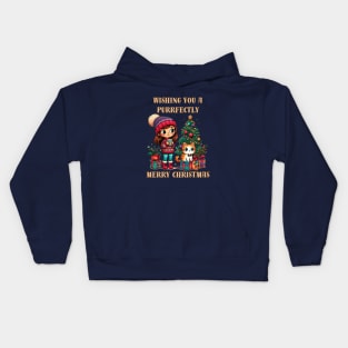 I Love Coffee Christmas And Cats, Cat And Coffee Kids Hoodie